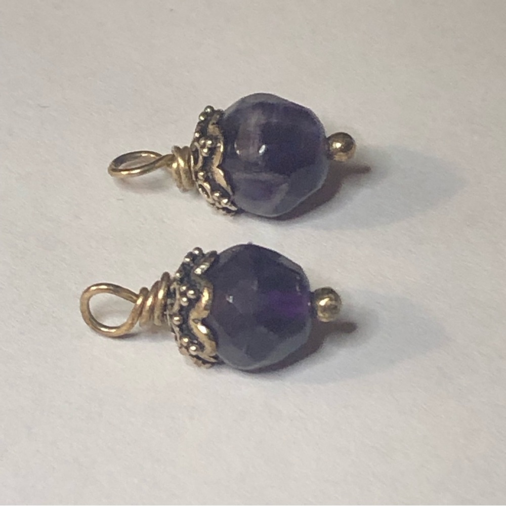 Amethyst Compose Earring Charms 925 Silver